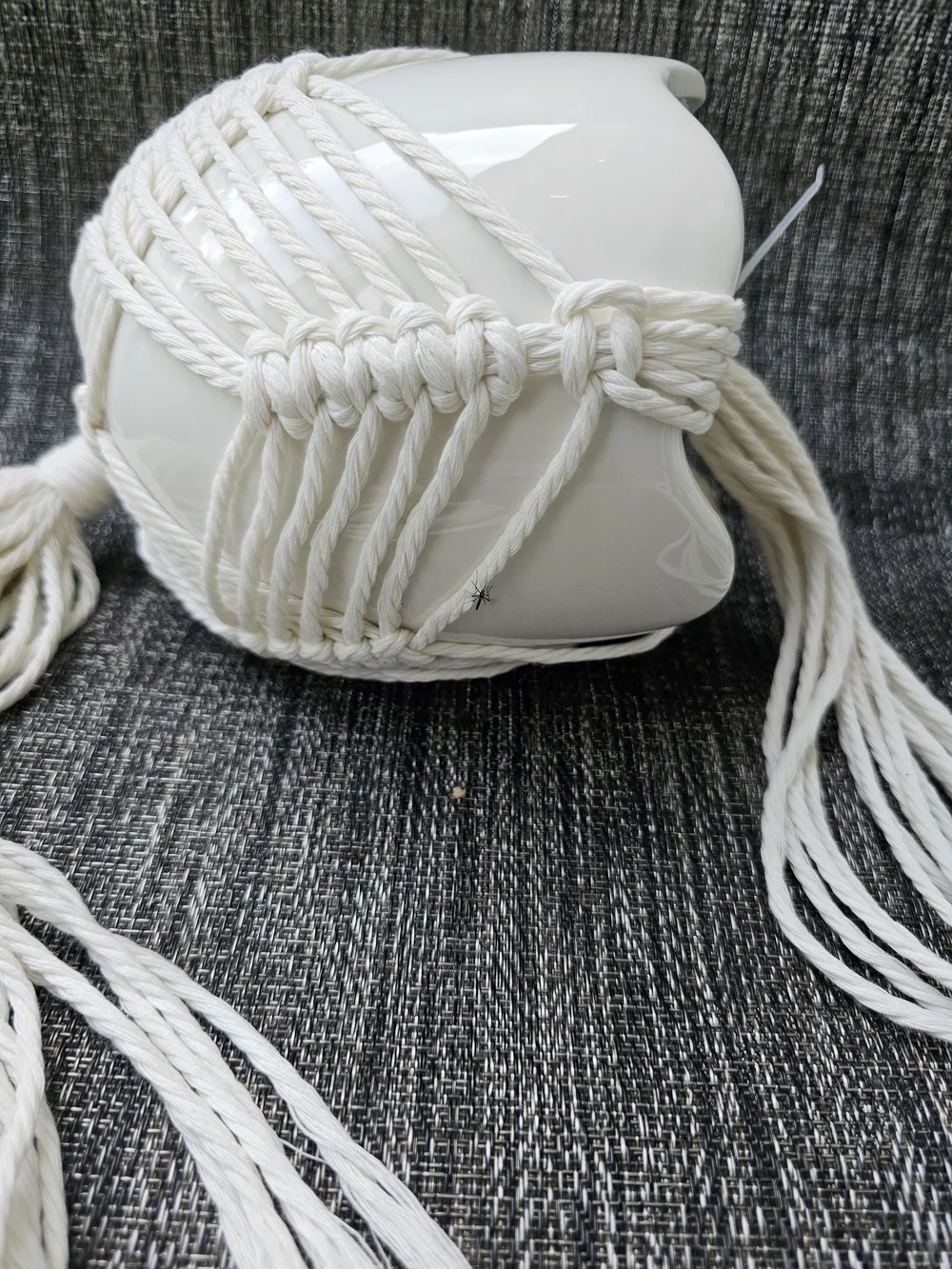 Hobby Lobby The Spring Shop Tulip Macrame Hanging Planter White Ceramic NWT